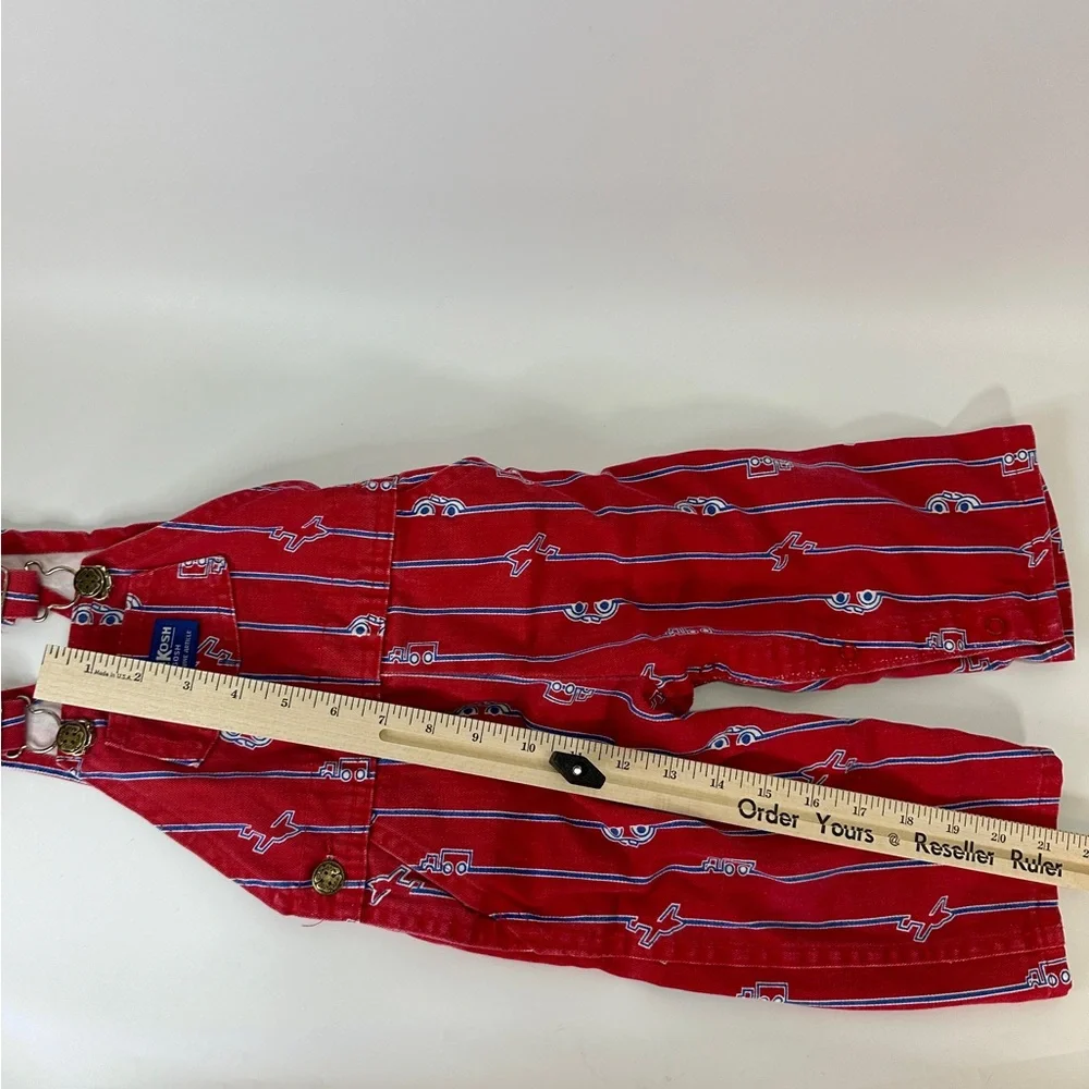 VTG Oshkosh B’Gosh Red White Blue Cars Boys Overalls 24M Made‎ in USA Vestbak
